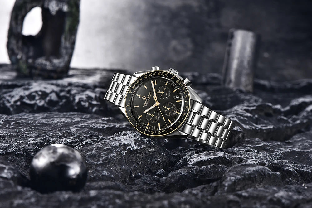 PAGANI DESIGN 2026 New Moon Watch Retro Luxury Quartz Watches For Men Stainless steel Luminous waterproof Sport Chronograph Man