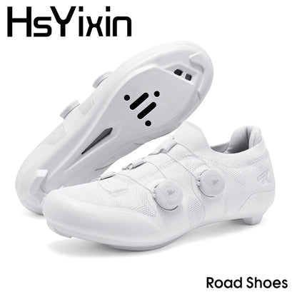 Cycling shoes road bike unisex, HsYixin breathable SPD self-locking non-slip racing road bike shoes flat MTB bicycle sneakers