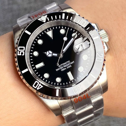 Relógio de Homem Automático Miyota8215 Impermeável 200m, Relógio de Mergulho 40mm com Movimento Mecânico, Luminoso, Bracelete Jubilee e Fecho Glide Lock