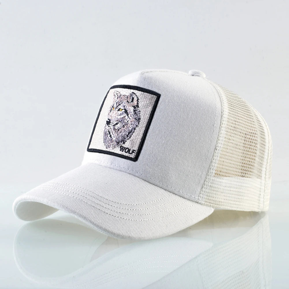 Modna bejzbol kapa s vezenim zakrpama "Wolf", snapback hip hop trucker kape za muškarce i žene, za vanjsku upotrebu, prozračna kapa s vizirom
