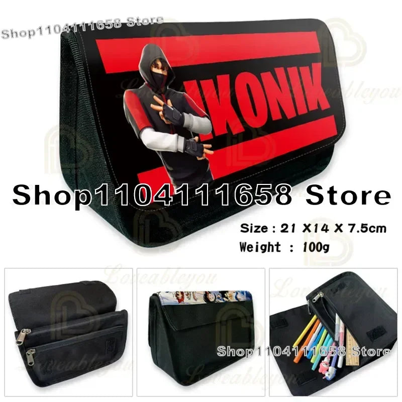 Fortnited Trousse Large Capacity Waterproof Velcro Pencil Case Student Black Estuche Stationery School Pennenzak Supplies