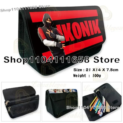 Fortnited Trousse Large Capacity Waterproof Velcro Pencil Case Student Black Estuche Stationery School Pennenzak Supplies