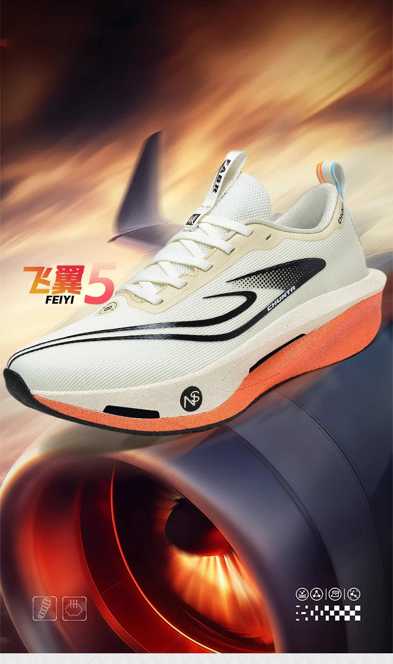 Carbon board men's and women's anti slip running shoes, professional marathon sports breathable mesh CHUNTA sports shoes