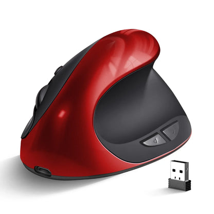 BTS-908 Bestseller — ładowalna pionowa mysz ergonomiczna, bezprzewodowa, odbiornik USB 2.4G, regulowane 1600 DPI, 6 przycisków