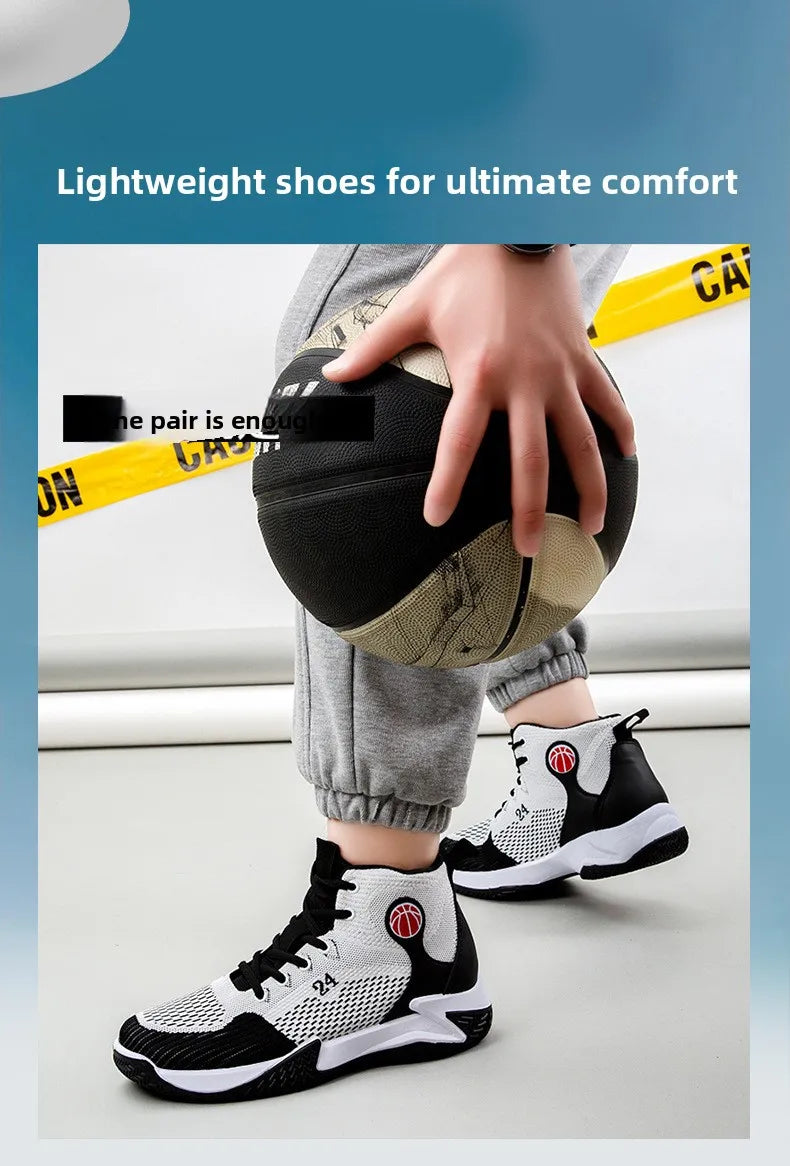 Large Size High Top Sports Shoes Men's Casual Breathable Comfortable Thick Bottom Basketball Shoes Running Shoes