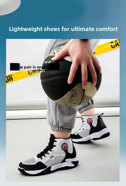 Large Size High Top Sports Shoes Men's Casual Breathable Comfortable Thick Bottom Basketball Shoes Running Shoes
