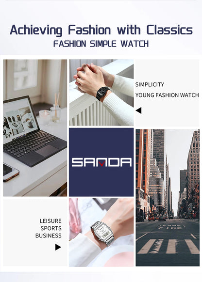 SANDA 747 Men’s & Women’s Luxury Digital Sports Watch  Stainless Steel, LED Dual Display & Waterproof