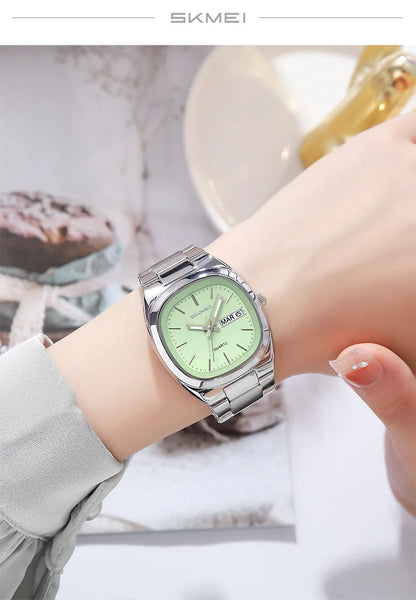 SKMEI 2420 Casual Female Wristwatch Dress For Women Ladies Business Steel Clock Fashion Quartz Date Time Women Luxury Watches