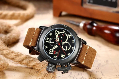 Automatic Watches for Men Mechanical Self Wind Genuine Leather Multifunction Date Boat Month Gold Bronze U Reloj Hombre Baratos