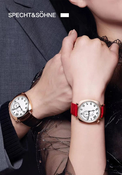 New 2026 Specht & Söhne 1921 Men's Automatic Mechanical Wristwatch Rose Gold Sapphire Crystal Genuine Leather Relogio Masculino