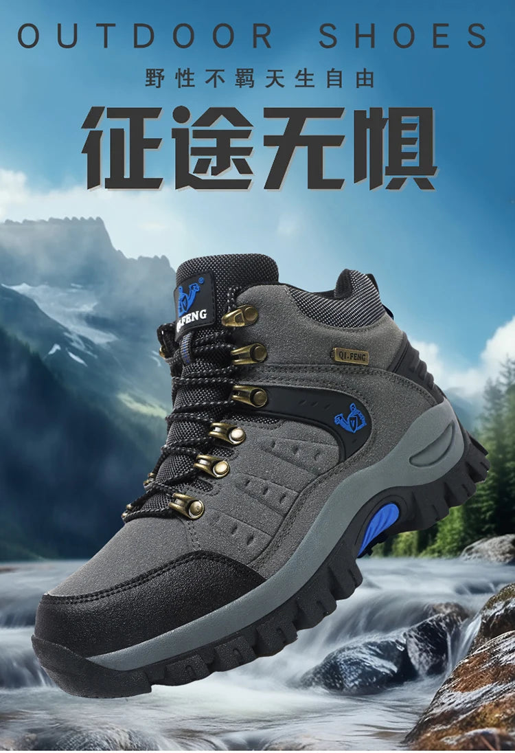 Outdoor trekking shoes autumn winter men waterproof hiking shoes mountain boots genuine leather woodland hunting tactical shoes