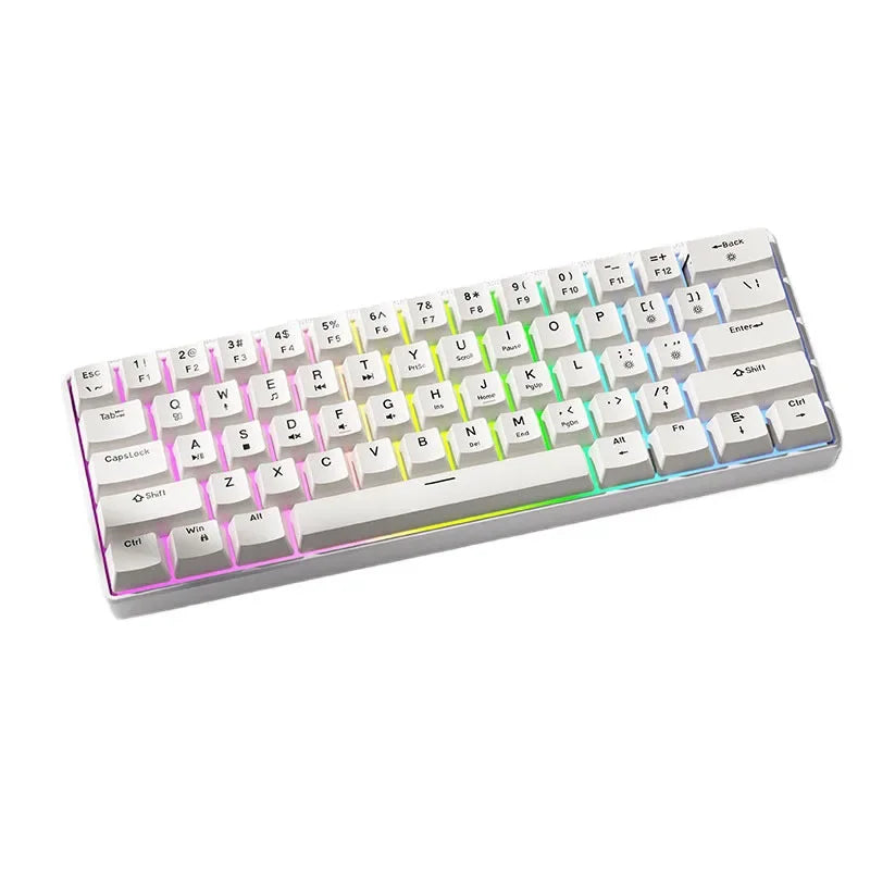 Wired Mechanical Keyboard 60% Gamer Bluetooth Backlit Keyboards for Tablet Mini Ergonomic Key Board White