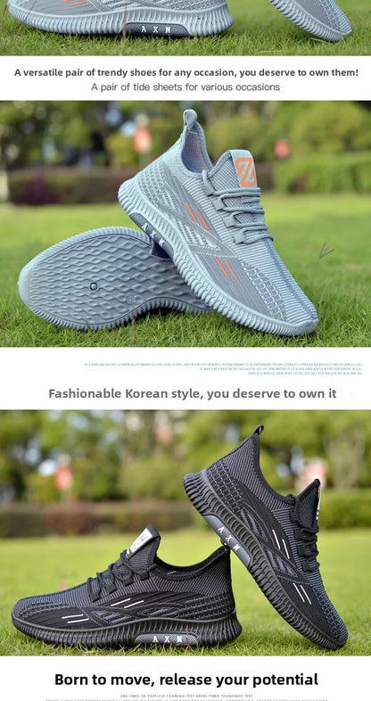 New Summer Men's Shoe Versatile Coconut Shoe Breathable Thin Mesh Casual Slip-On Sports Shoe Comfortable Low Cut round Toe