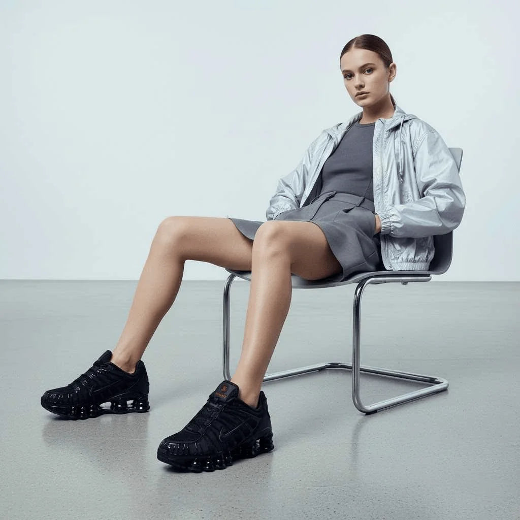 POIZON Nike Shox TL Black Metallic Hematite Casual Shoes Women's Low Top Black