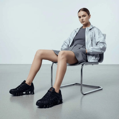 POIZON Nike Shox TL Black Metallic Hematite Casual Shoes Women's Low Top Black