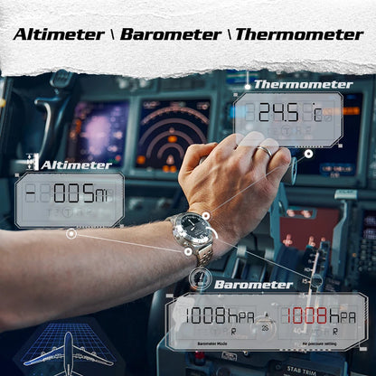 Relógio digital desportivo NORTH EDGE para homem, relógio de luxo empresarial para homem, impermeável 50M, altímetro, barómetro, bússola e mostrador luminoso
