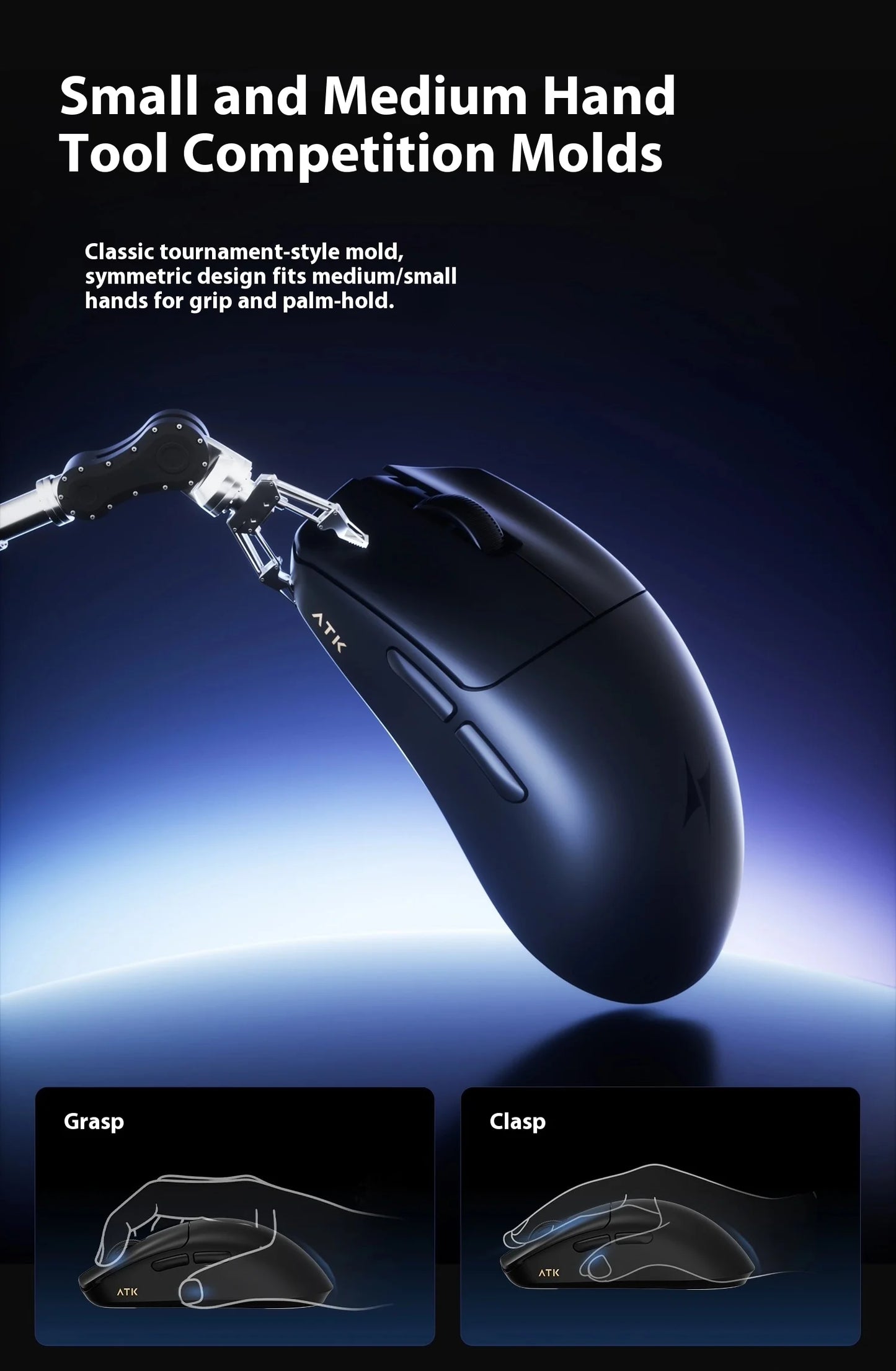 ATK Blazing Sky F1 V2 Ultra Max Wireless Gaming Mouse, Dual-Mode 8K PAW3950 Ultra Lightweight Ergonomic Gaming Mouse