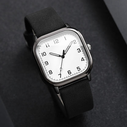 Fashion Square Arabic Men Business Watches Simple Leather Band Quartz Wristwatches Reloj Hombre（Without Box）