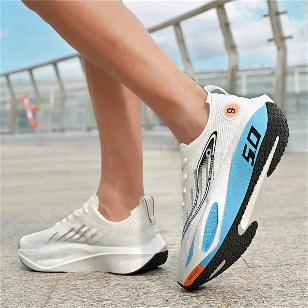 FourSeasons Men's Sports Sneakers CarbonPlate Running Shoe，Breathable Marathon Racing Comfortable Athletics Training Shoes Walki