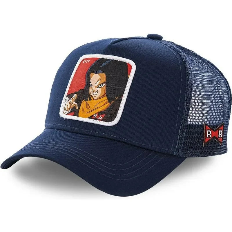 Dragon Ball Buu Goku Cap Ljetna muška kapa s ravnim vrhom i šiljastim obodom, s vezenim uzorkom, hip-hop stil, sunčana vizira, podesiva trucker mrežasta kapa