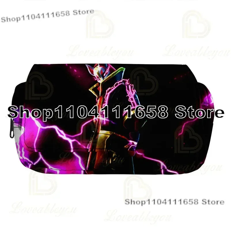 Fortnited Trousse Large Capacity Waterproof Velcro Pencil Case Student Black Estuche Stationery School Pennenzak Supplies