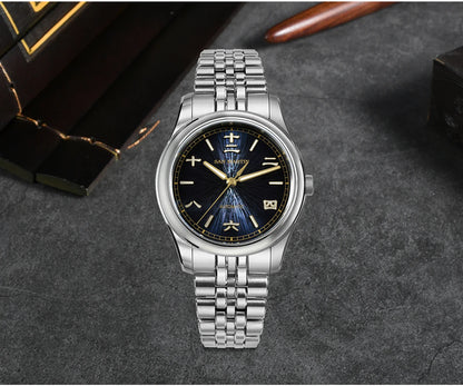 San Martin 39mm Enamel Sunray JianZhan Dial Men GADA Watch 90S5 Automatic BGW-X1 10Bar Sapphire 5-Link Bracelet SN0144CG