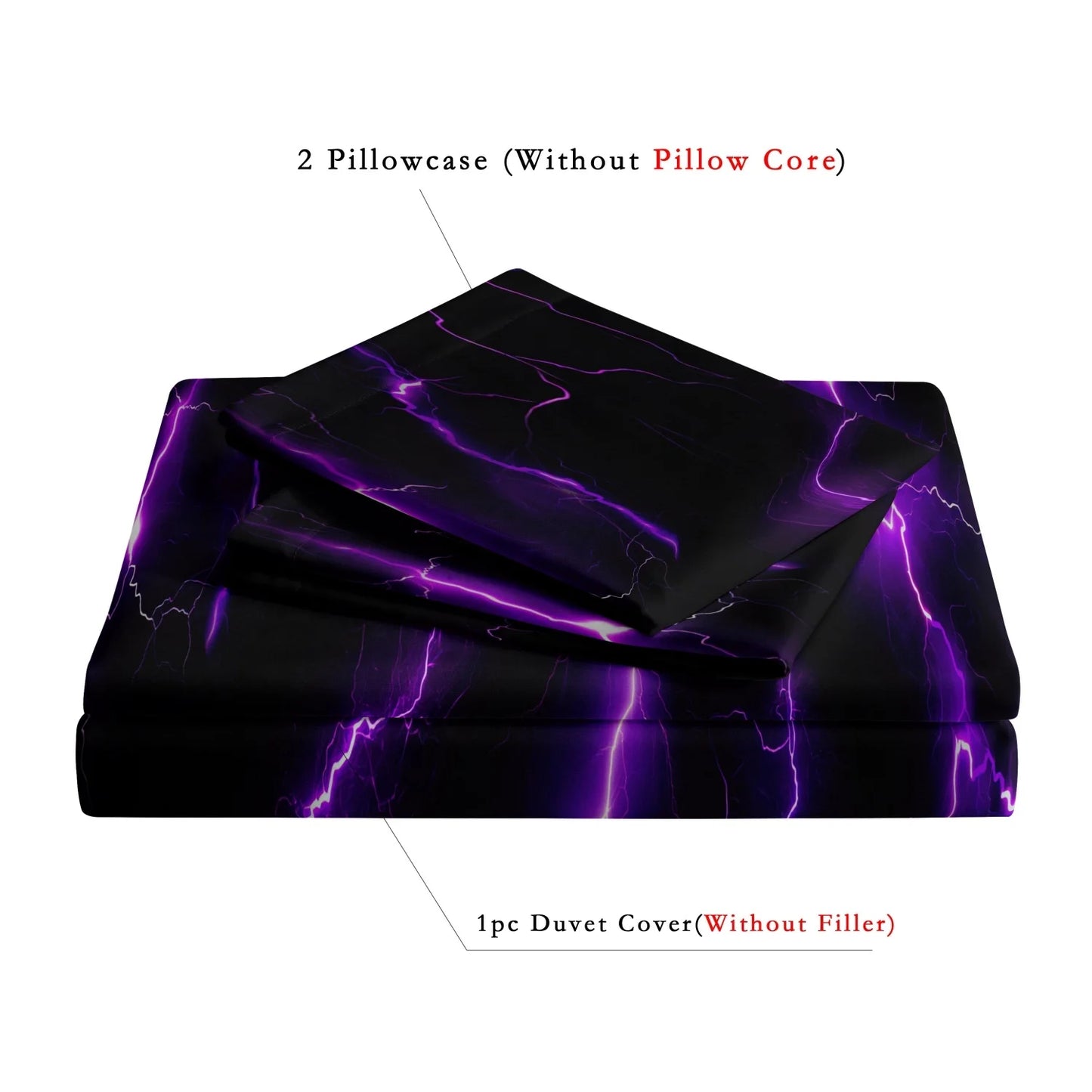3Pcs Lightning Thunder Pattern Print Duvet Cover Bedding Set Soft Breathable For Four-seasonBedroom Dormitory Decorative