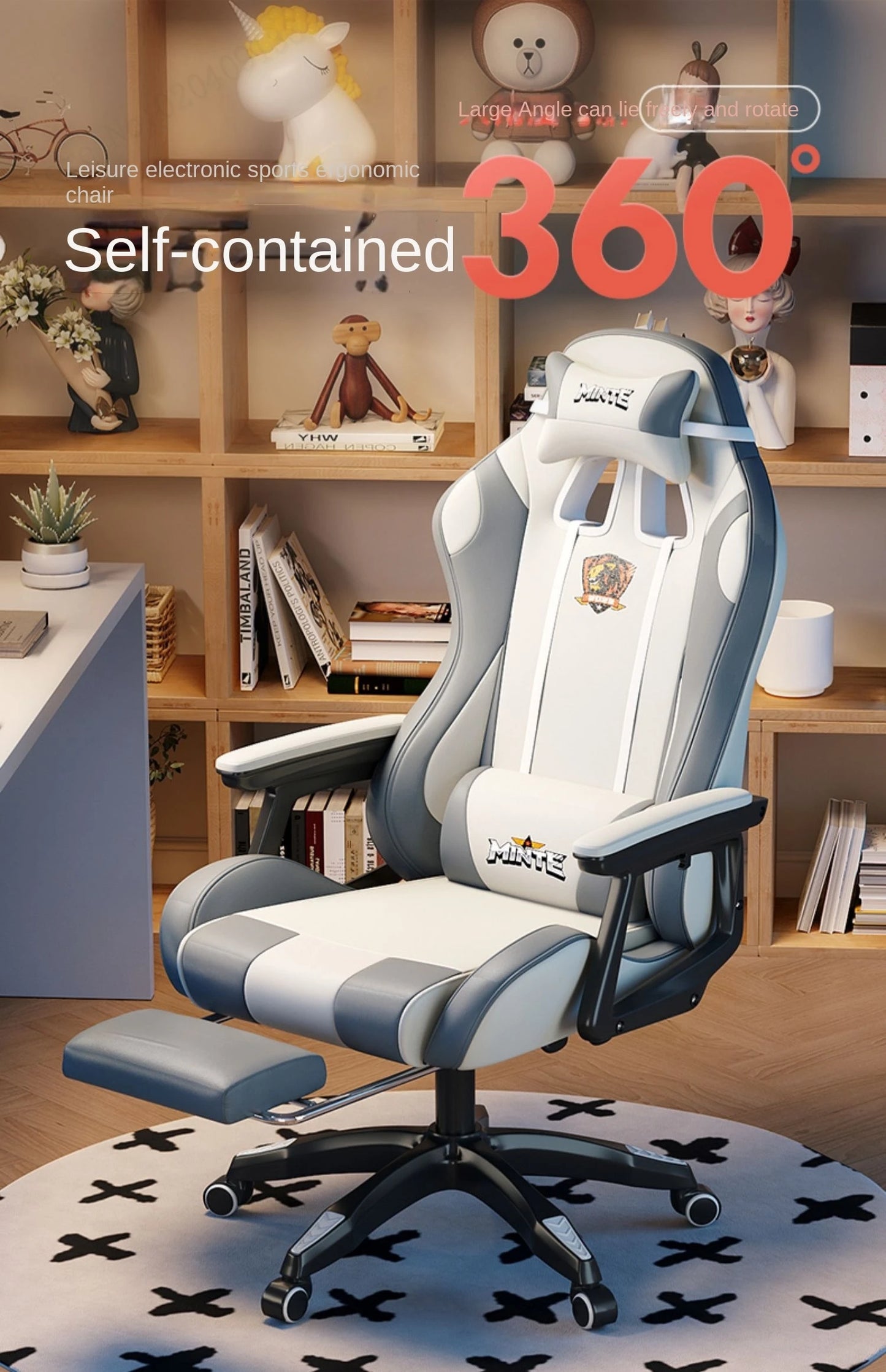 2024 New Modern Computer Office Chair Home Comfortable Dormitory Study Anchor Gaming Swivel Backrest Sofa Lifting Chair