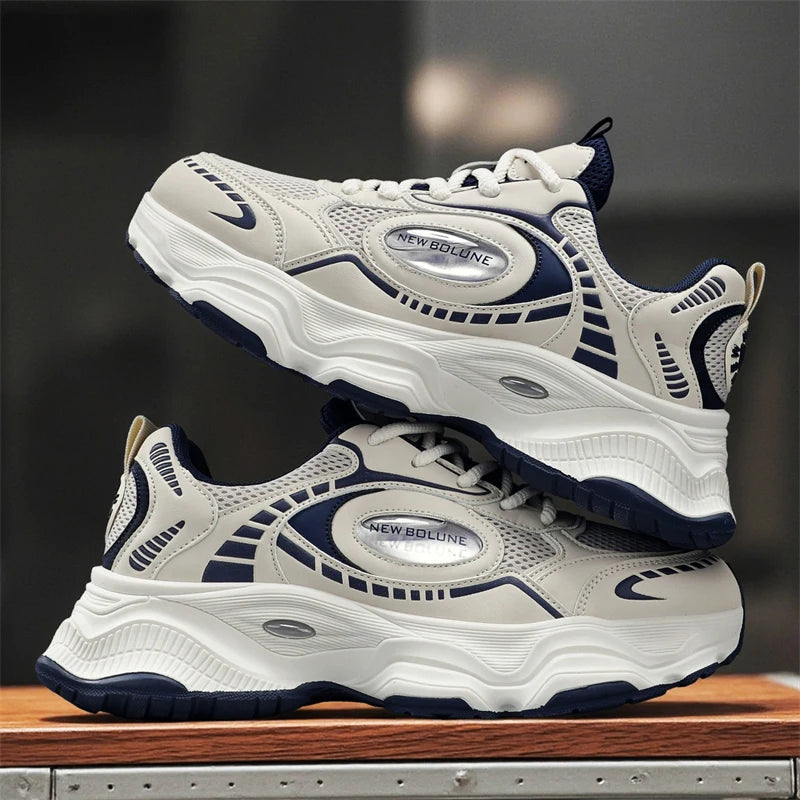 Mens Sports Shoes 2026 New Mesh Breathable Thick Sole Height Increasing Wear-resistant Daily Commuting Versatile Casual Sneakers