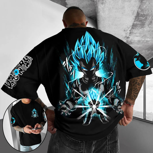 Dragon Ball Z-print T-shirt i bomuld med korte ærmer Son Goku Vegeta til mænd og kvinder Harajuku Y2k Tee vintage sommer-streetwear