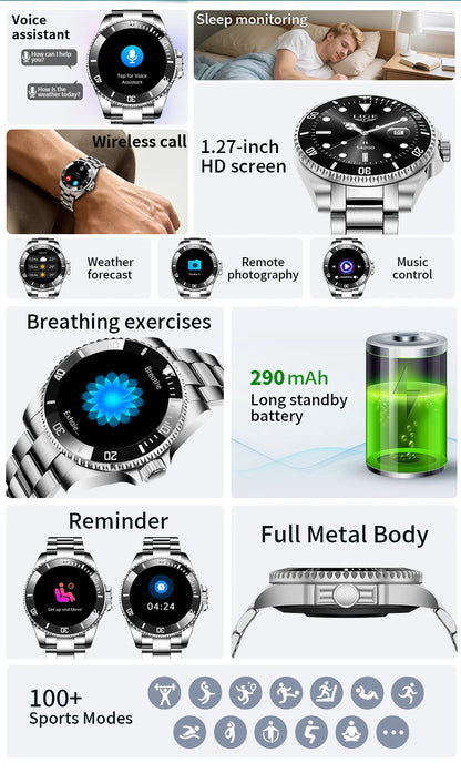 LIGE 2026 Business Smart Watch Men IP68 Waterproof Bluetooth call Sport Men Watches 1.27"HD Screen Health Monitor New Smartwatch