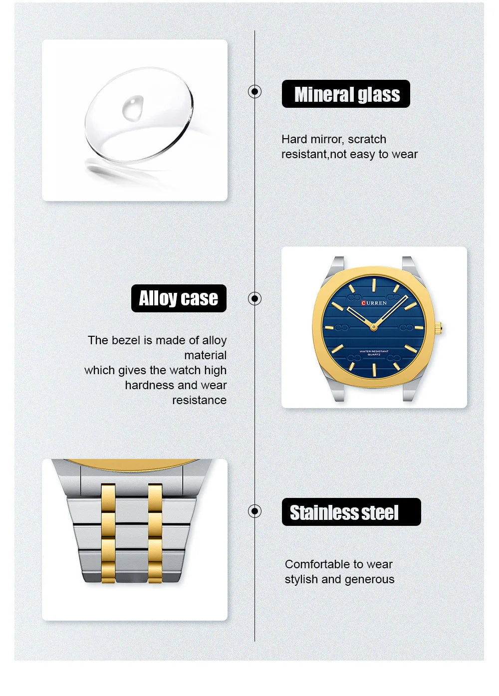 CURREN Top Luxury Brand Quartz Watch Men Stainless steel Strap Military Watches 30ATM Waterproof Wristwatch Relogio Masculino