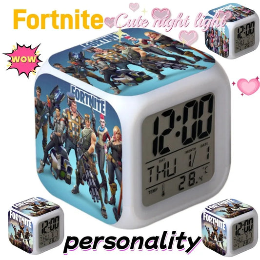 Despertador Fortnite Cute Fashion Cartoon Personalizado Criativo Kawaii Minimalista LED, Presente de Aniversário para Amigos