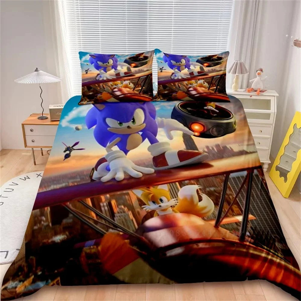 Cartoon Duvet Cover Set Bedding Soft Laundry Cotton S-Sonic-S Film H-HedgehogS 2/3 Piece Set Four Seasons Student Dormitory
