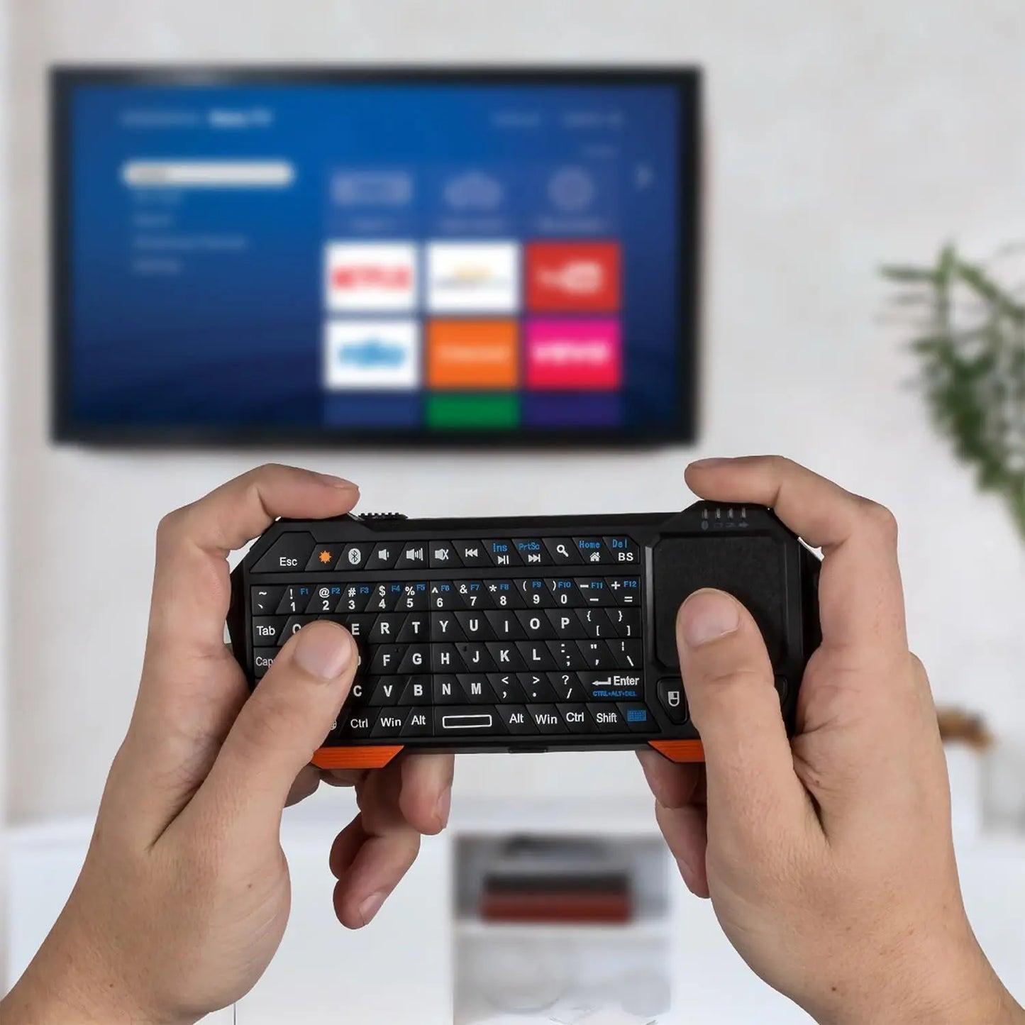 Mini Bluetooth Keyboard (QWERT) Rechargeable Wireless Keyboard with Touchpad for TV, PS4, PS4 Pro, PS5 Phone Laptop