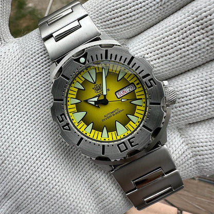 STEELDIVE SD1984 Monster Steel Strap Mechanical Watch NH36 Movt Sapphire Crystal 200M Waterproof Swiss Super Luminous Wristwatch