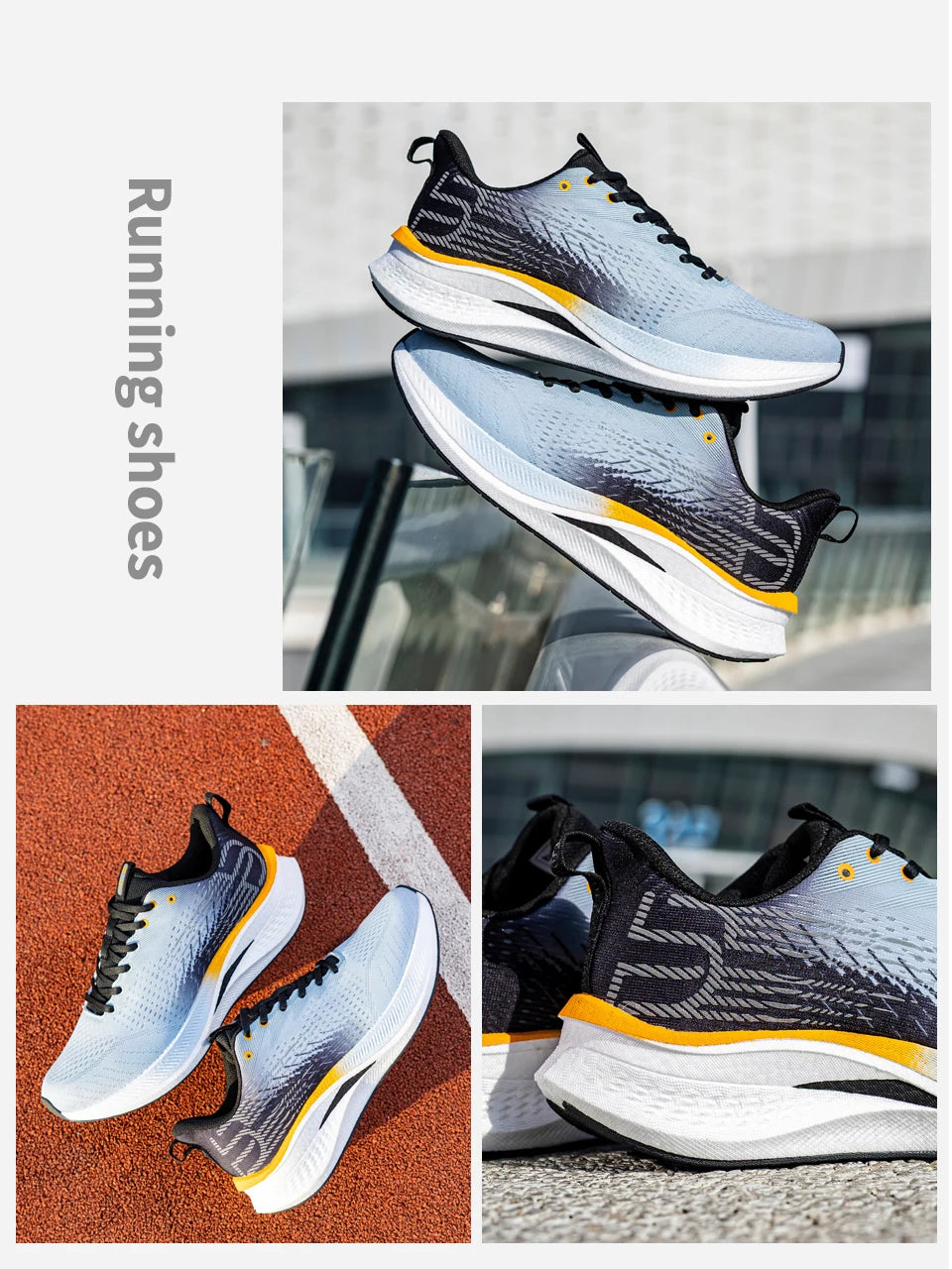 Baasploa Men Jogging Sports Shoes Carbon Plate Professional Cushioning Sneakers Male Outdoor Breathable Non Slip Running Shoes