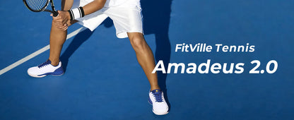 FitVille Pofessional Tennis Shoes for Mens  Soprt Shoes Training Sneakers Anti-Slip Sweat Absorbent Swollen Feet Arch Support