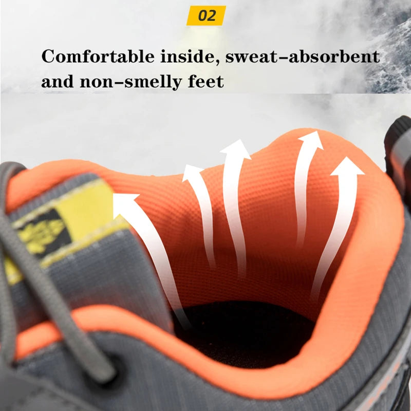 Men's Waterproof Hiking Shoes Outdoor Breathable Travel Walking Shoes Tactical Training Shoes Comfortable Lockless Cycling Shoes