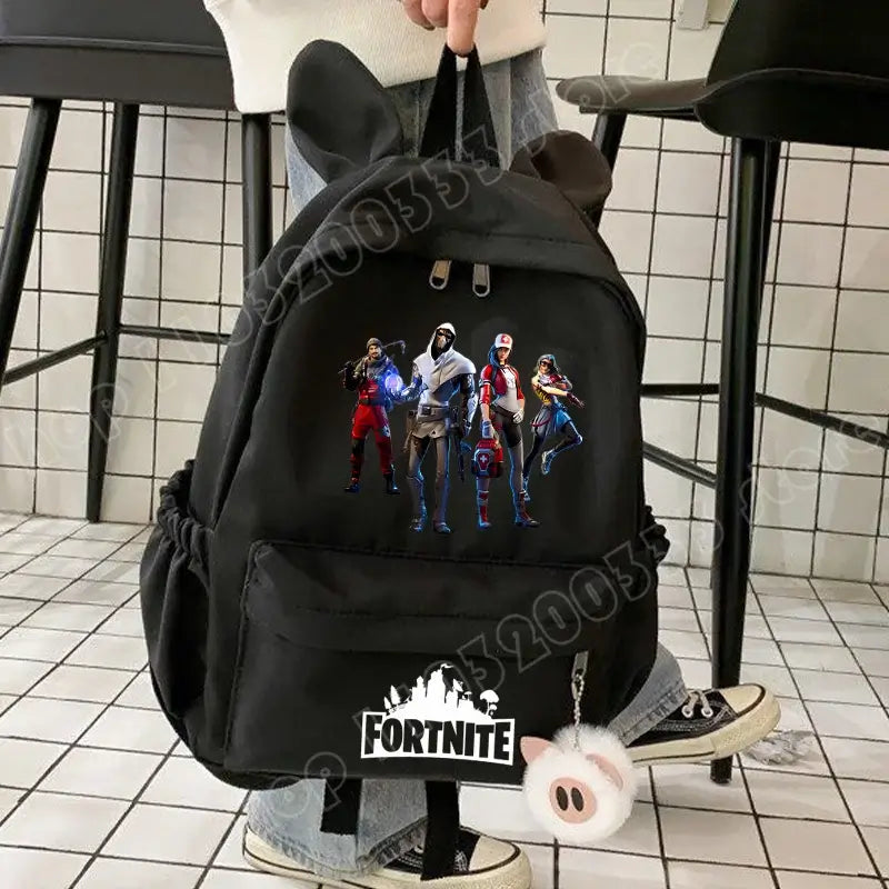 New Fortnite Cartoon Backpack Boy Girl Casual Schoolbag Large Capacity Student Bag Rabbit Ears Travel Backpack Stationery Gift