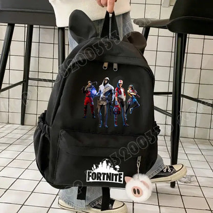 New Fortnite Cartoon Backpack Boy Girl Casual Schoolbag Large Capacity Student Bag Rabbit Ears Travel Backpack Stationery Gift
