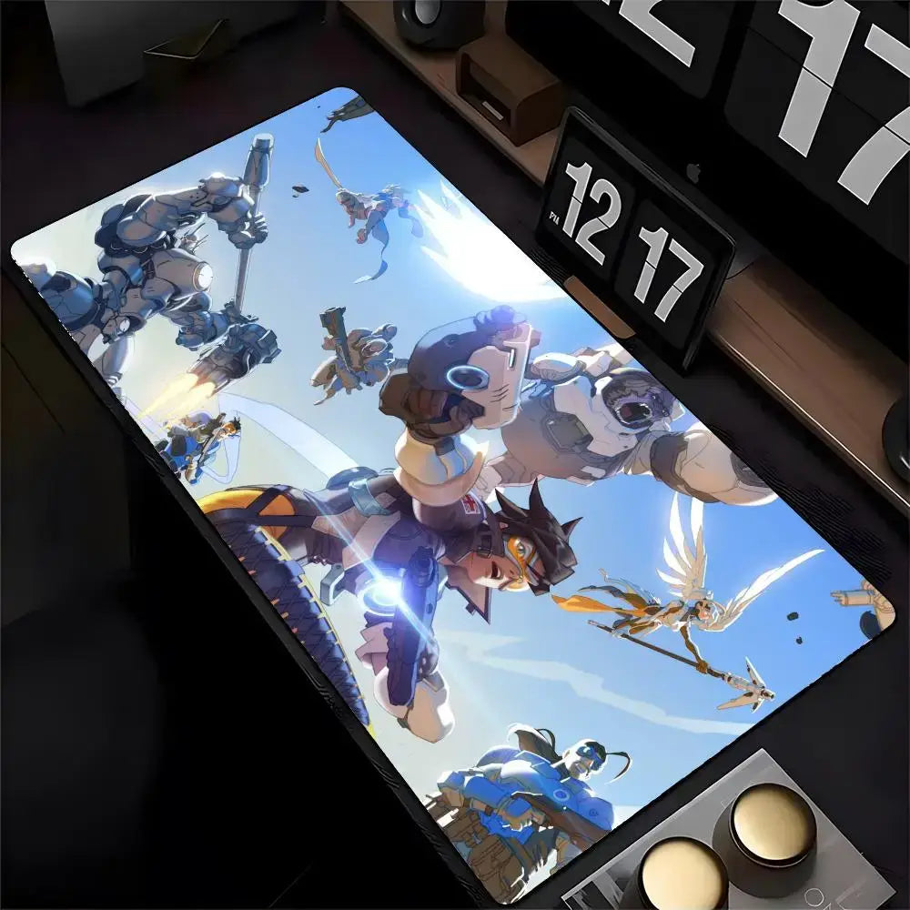 Tapete de Rato Overwatch Genji com Impressão HD para Computador e Gaming, Bordas Reforçadas, Antiderrapante, XXL90x40cm, Tapete de Secretária para Teclado e PC
