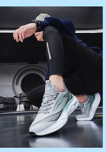Men's Breathable Running Shoes Summer Hot Sale Of The Season Casual Sporty Fish Thread Soft Bottom Thick Heel Cross-Border St...