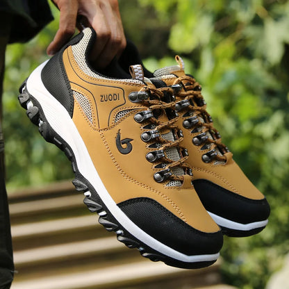 Autumn And Winter Models, Men's Waterproof Hiking Shoes, Outdoor PU Leather Sports Shoes, Wear-Resistant,  Walking, Tactical