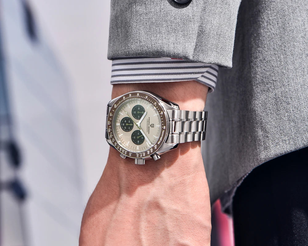 PAGANI DESIGN 2026 New Moon Watch Retro Luxury Quartz Watches For Men Stainless steel Luminous waterproof Sport Chronograph Man