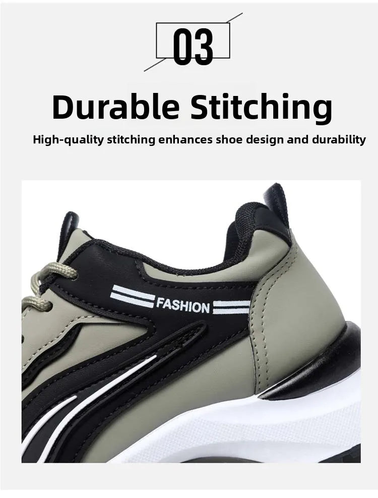 Men's Fashionable Korean Style Lace-Up Casual Running Shoes Comfortable Breathable Thick Bottom Sports Sneakers