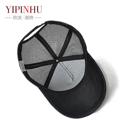 High top hat, mesh men's baseball cap, summer sun protection, breathable outdoor truck cap, men's