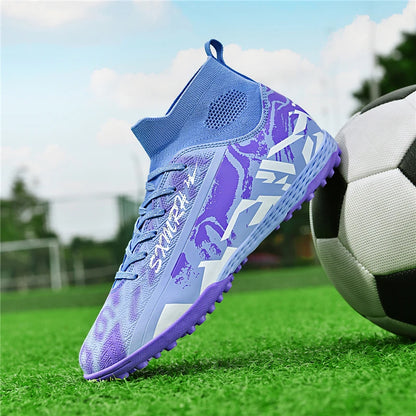 Double Star Men's High-Top TF Turf Football Boots, Youth & Student Edition, Adult & Kids, Professional Match & Training Soccer S
