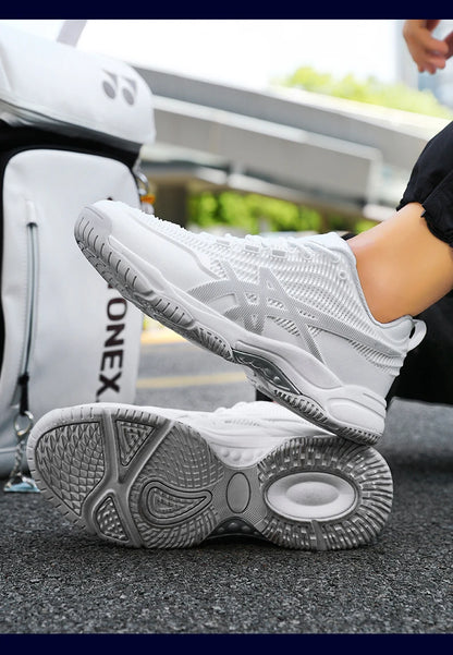 Men Women Badminton Shoes Table Tennis Shoes for Volleyball Handball Sports Sneakers Anti-Skid Mesh Breathable Field Training