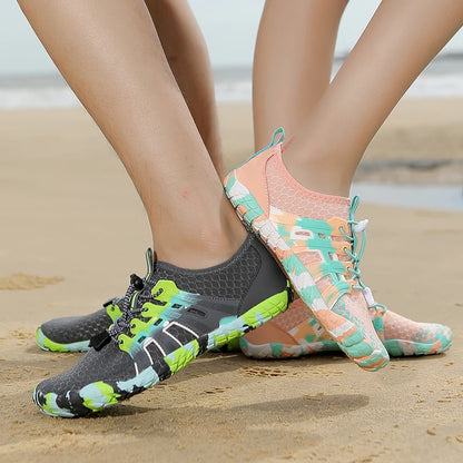 Men Women Water shoes Upstream Wading Swimming Barefoot Five Fingers Aqua Shoes Colorful Beach Seaside Light Unisex Sneakers New